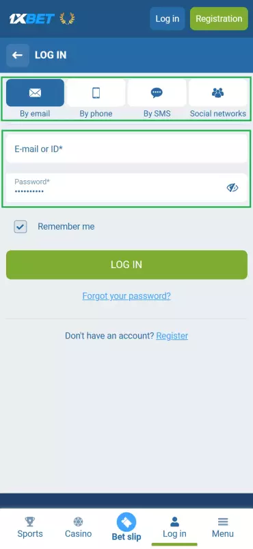 Enter your login details